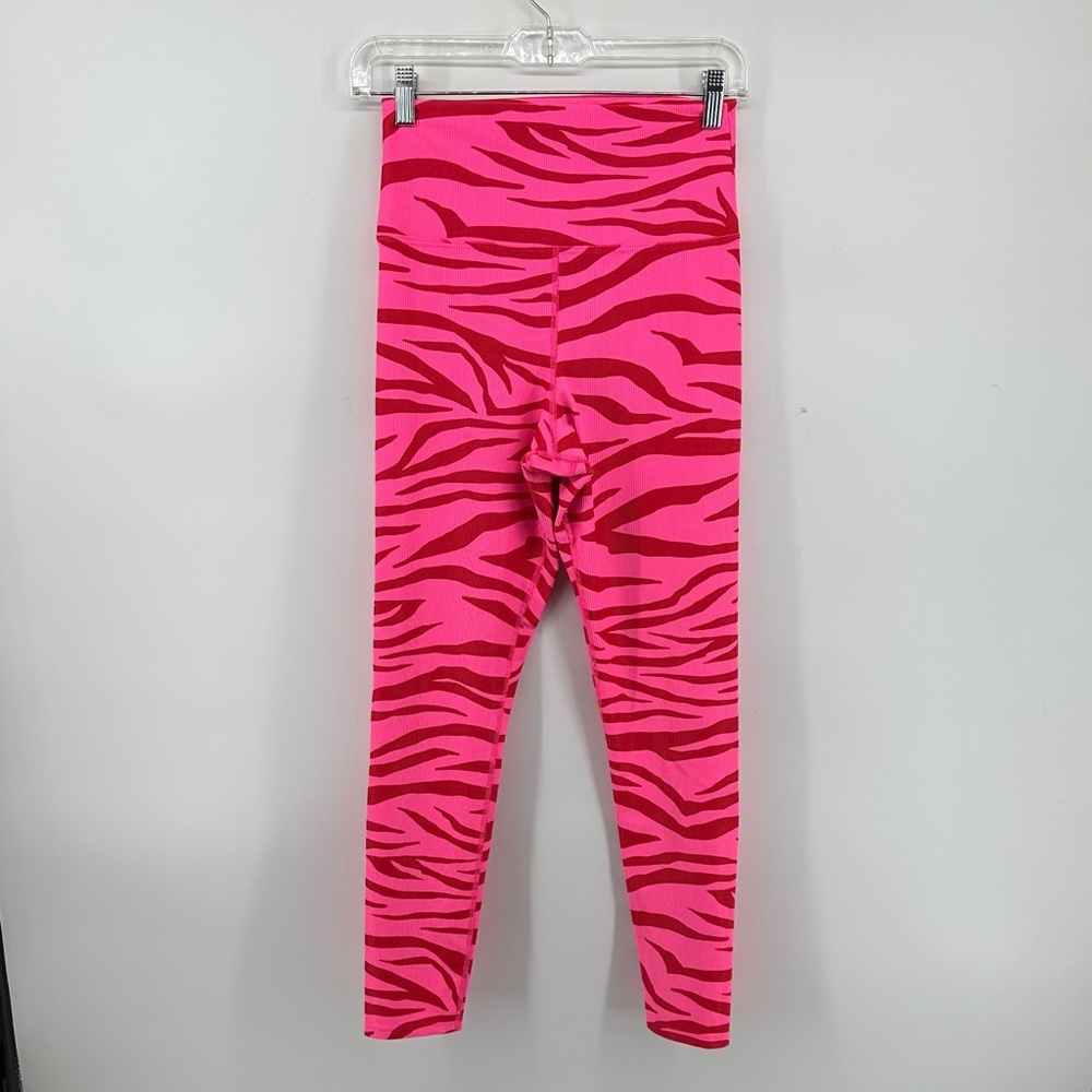Beach Riot Bold Athleisure Barbiecore Sporty Vibrant Pink Zebra Leggings SzM
